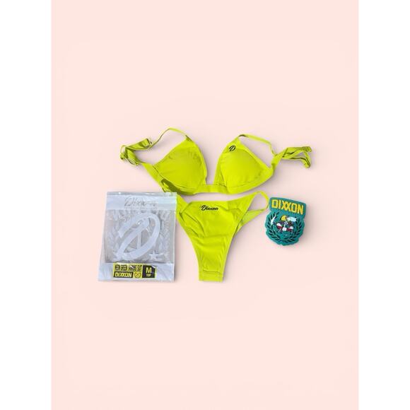 Dixxon Premium Swimwear Womens M Neon Green Yellow Tanning Suit Bikini - Picture 2 of 4